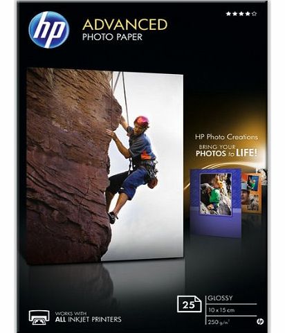 HP Advanced Glossy Photo Paper - Glossy photo paper - 100 x 150 mm - 250 g/m2 - 25 sheet(s)