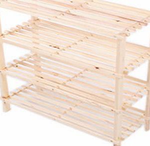 HST Mall 4 Tier Pine Wood Shoe Rack Stand Shelf