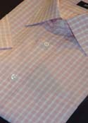 Mens Pale Pink & White Check Short Sleeve Cotton Shirt