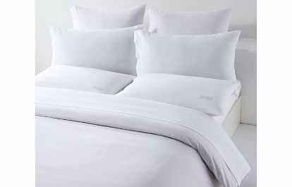 Hugo Boss Plain Dye Bedding White Fitted Sheets Double