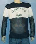 Mens Navy & White Lightweight Long Sleeve Top