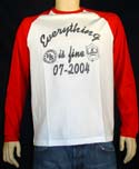 Mens Red & White Long Sleeve T-Shirt