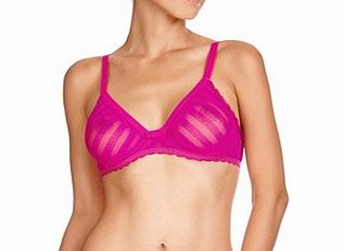 Magenta striped mesh full-cup bra