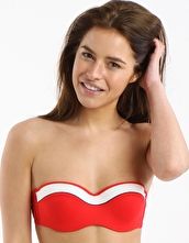 Huit, 1295[^]220829 Sunset Stripes Padded Strapless Bra - Red Carpet