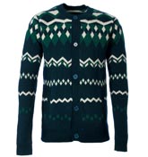 Green Dark Navy Buttoned Cardigan