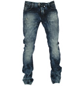 Jalle Dark Blue Bleached Look Slim Fit Jeans