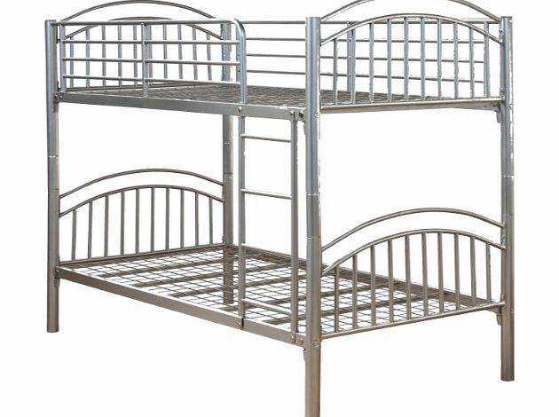 Humza Amani Metal Lynton Metal Bunk Frame Single Size, 3 ft, 200 x 98 x 160 cm, 2-Piece, Silver