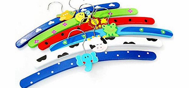 HuntGold 5X Baby Child Cute Cartoon Animals Wooden Coat Hanger Hook Clothes Rack(random)