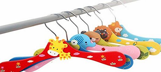 HuntGold 5X Baby Kids Wardrobe Cartoon Wooden Coat Clothes Pants Hook Hanger Rack Stand(random)