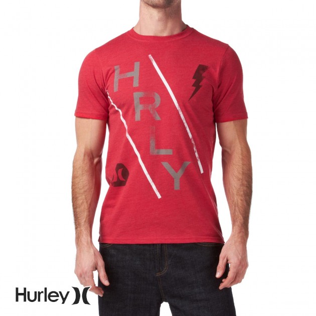 Mens Hurley Time Table T-Shirt - Heather Redline