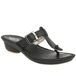 Hush Puppies Female Araxa Leather Upper Flat Sandals in Black