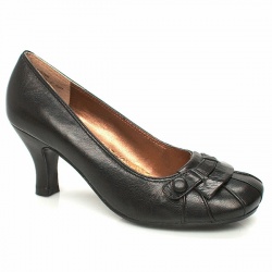 Hush Puppies Female Hibiscus Leather Upper Evening in Black, Dark Brown, Green