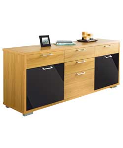 Arty Oak Sideboard with High Gloss Doors