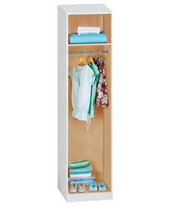 Modular 1 Door Wardrobe - White Mirrored