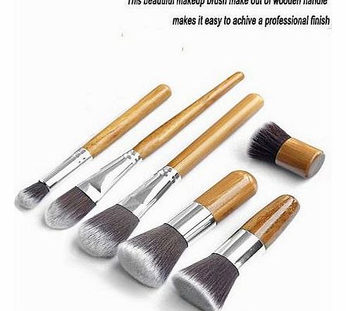 IB 6pc Piece Luxury Bamboo Wooden Make Up Brush Set For Eyes 