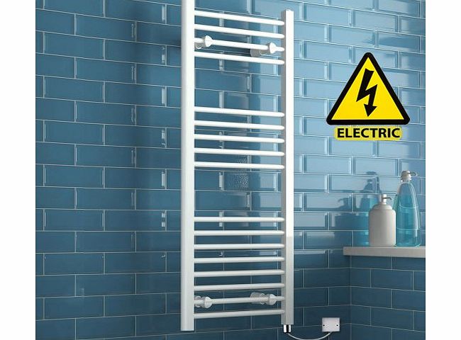 iBath 1200 x 450 mm Electric Straight Towel Rail Radiator White Heated Ladder