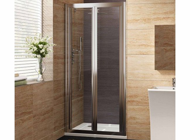 iBath 800mm Designer Bi-Fold EasyClean Glass Shower Enclosure Cubicle Doors Set