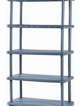 Iceberg Rough N Ready 5 Shelf Open Storage System, Resin, 36w x 18d x 74h, Charcoal