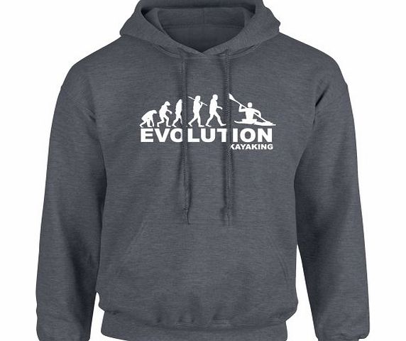 iClobber Kayaking Evolution Mens Hoodie Hoody Kayak Canoe Paddle - Large Adult - Graphite Grey