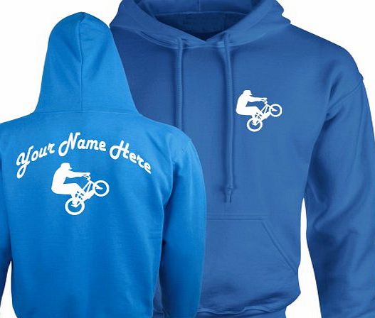 iClobber Personalised BMX Hoodie Hoodie Hoody School College - Large - Royal Blue