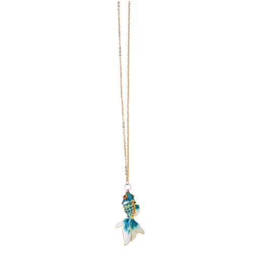 Icon Ladies Icon Large Closonne Fish Necklace Blue