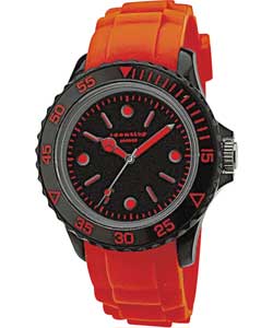 Identity London Mens Orange Silicon Watch