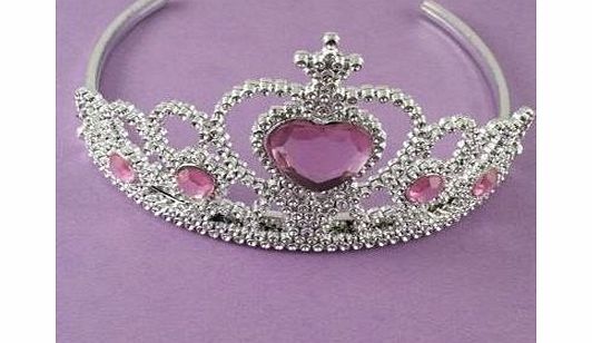 IJL Silver Plastic Tiara With Pink/Lilac Jewel (7145)