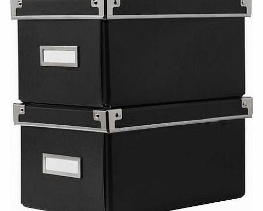 KASSETT CD STORAGE BOX WITH LID BLACK