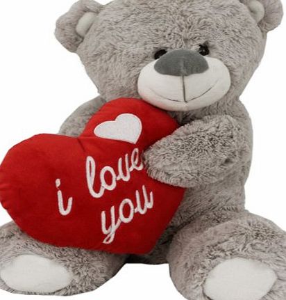 ILOVEFANCYDRESS VALENTINES DAY MOTHERS DAY GREY TEDDY BEAR 16`` GIFT PRESENT CUDDLY TOY LOVE BEAR BIRTHDAY