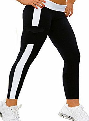 iLoveSIA TM) Womens Running Pants YOGA Tights Leggings Black White XL