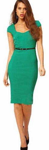 iLoveSIA Womens Stretch Bodycon Business Party Cocktail Pencil Dresses Midi Size 10 Green