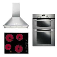 Indesit Eye Level Double Oven FID 20 IX- Ceramic Hob MK64R and 60cm Chimney Hood H561