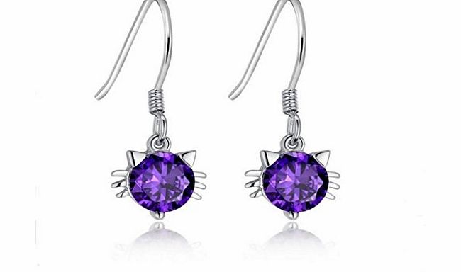 Infinite U 925 Sterling Silver Cat Shape Cubic Zirconia Women Earrings Drops