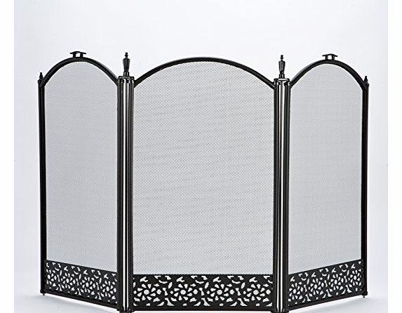 Inglenook 3 Panel Decorative Black Fire Guard