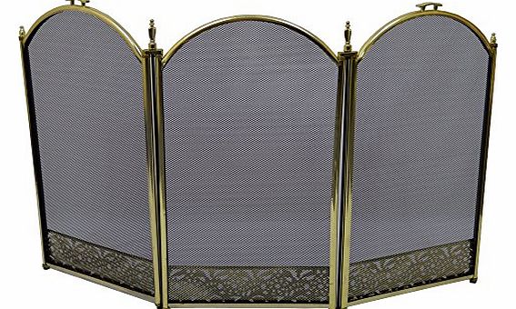 Inglenook Fireside 3 Panel FIRE SCREEN / FIREPLACE SPARK GUARD Brass 25``