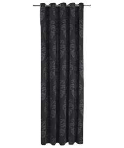 Damask Black Lined Eyelet Curtains - 46