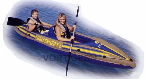 Intex  K2 CHALLENGER KAYAK 2 MAN INFLATABLE CANOE   OARS #68306