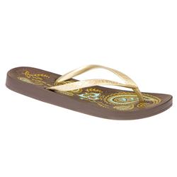 Ipanema Female Bangle Flip Flop in Brown, Green