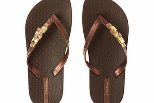 Womens Jewel II brown flip flops