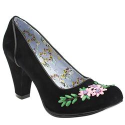 Irregular Choice Female Polly Pepper Emb Flower Court Suede Upper Evening in Black, Blue