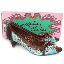 Irregular Choice Female Print Court Fabric Upper in Blue