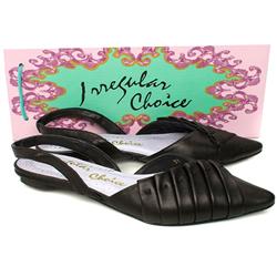 Irregular Choice Female Ruched Sling Back Leather Upper in Black