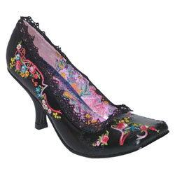 IRREGULAR CHOICE IC SQUARE TOE FLOWER EMB CT