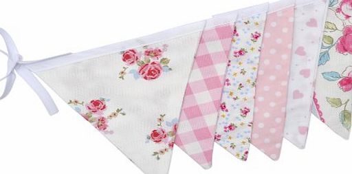 White amp; Pink Secret Rose Garden Bunting 2m (Choice of lengths)