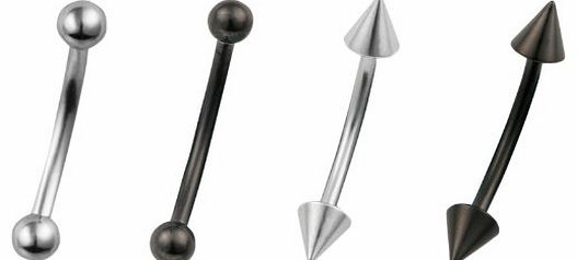 Izmit Stainless Steel 2x Ball & 2x Arrow Head Eyebrow Bar Set