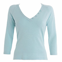 Aqua v neck button jumper