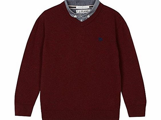 J By Jasper Conran Kids Designer Boys Dark Red Mock Shirt Jumper Age 9-10