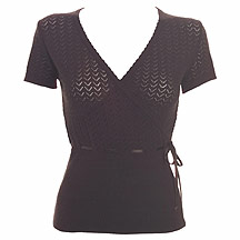 Chocolate crochet mock wrap over top