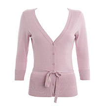 Pink v neck belted cardigan