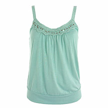 Teal crochet trim jersey camisole